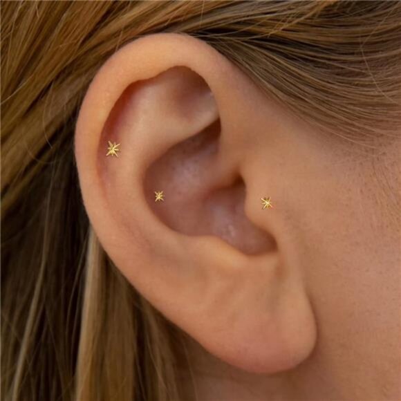 ✨Tiny Star Flat Back Stud Earrings | Titanium Hypoallergenic - Picture 2 of 3